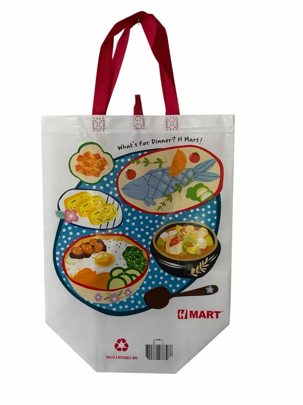 NWOT HMart “What’s for Dinner?” Reusable Tote Bag – Korean Food Graphic